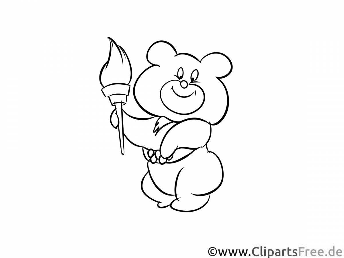 Раскраска яркий олимпийский медведь для детей