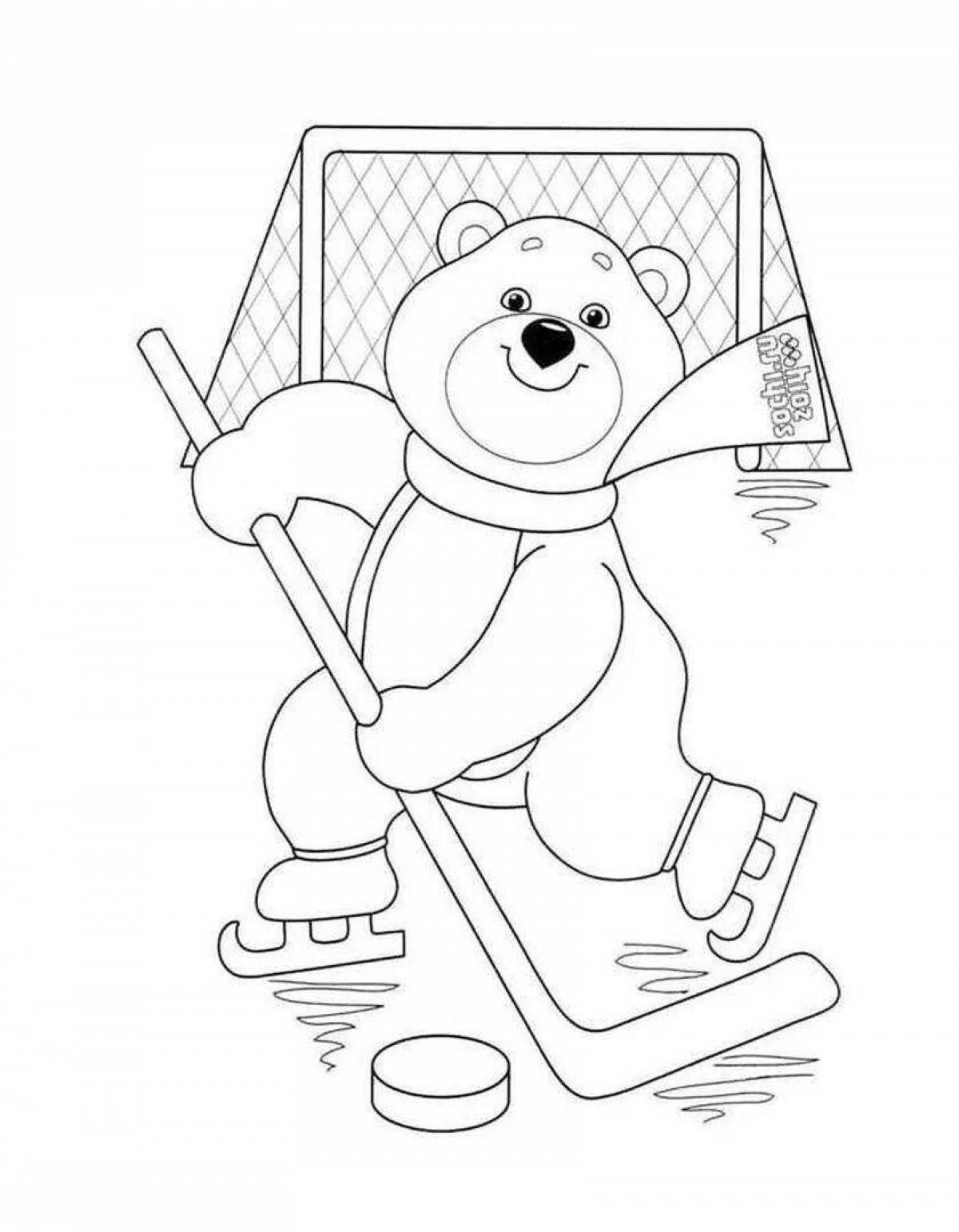 Раскраска сказочный олимпийский медведь для детей