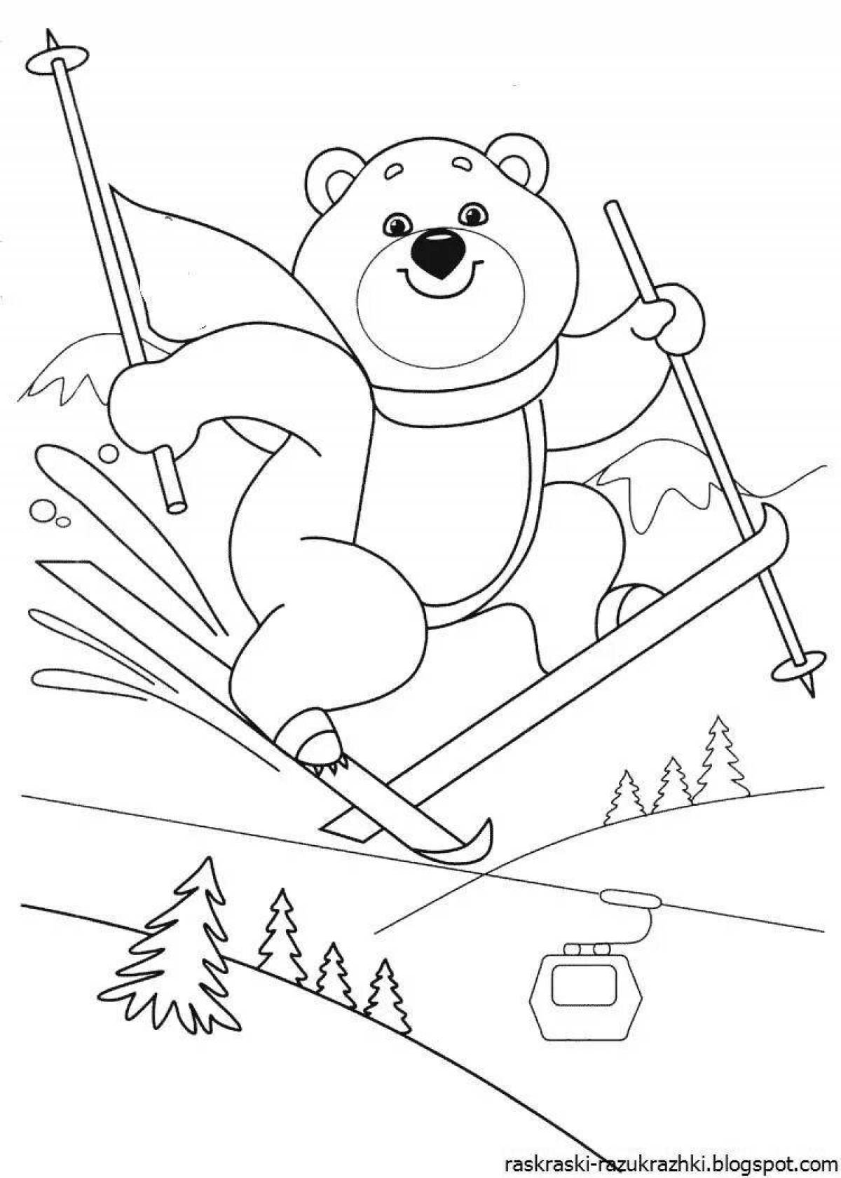 Amazing olympic bear coloring pages for kids