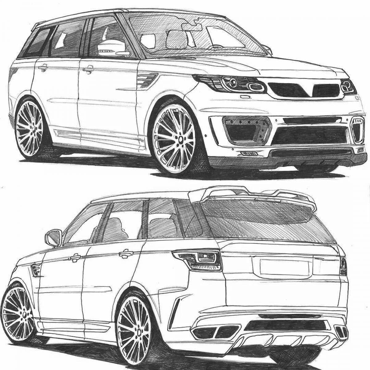 Fun coloring range rover for kids