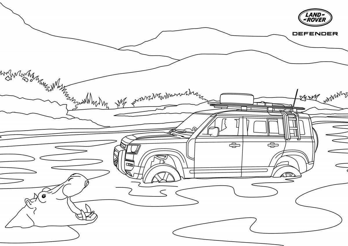 Playful range rover coloring page for kids