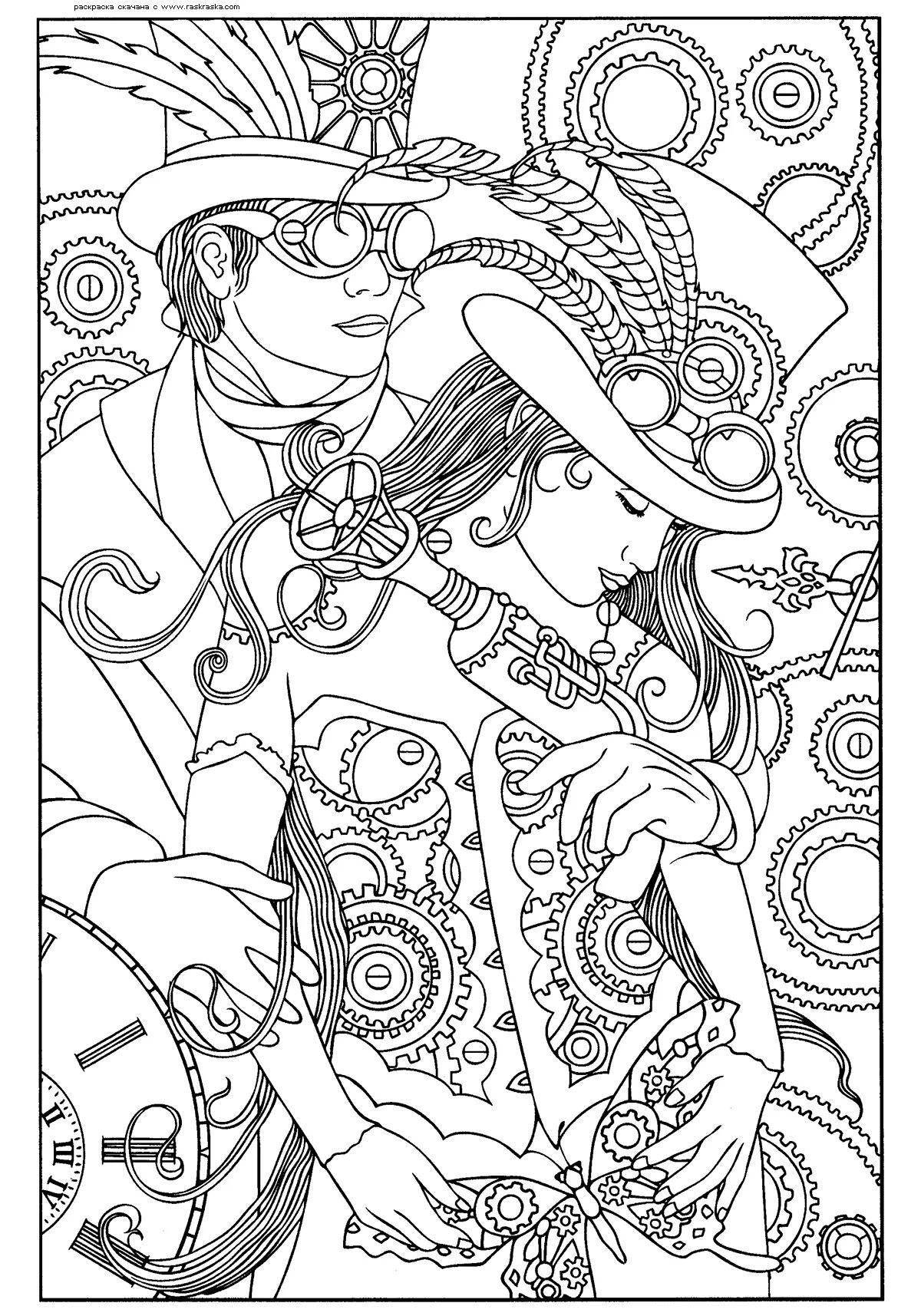 Harmonious coloring pages for adults