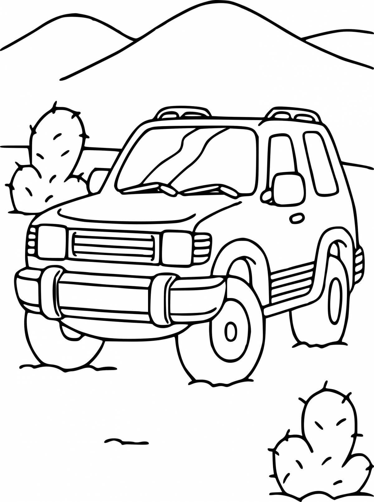 Adorable jeep coloring book for kids