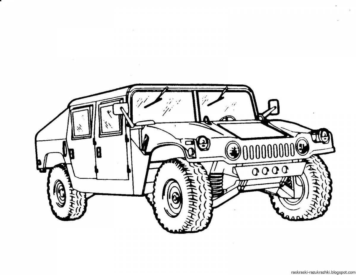 Colouring cute jeep for kids