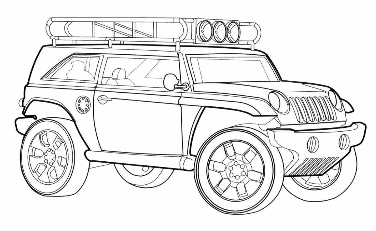 Glamorous jeep coloring page for kids