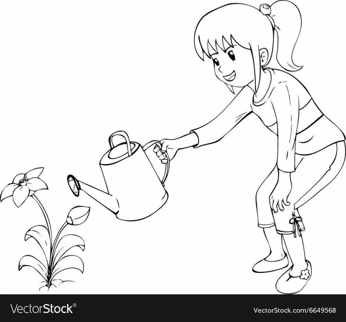 Exciting coloring page with pipe and jug