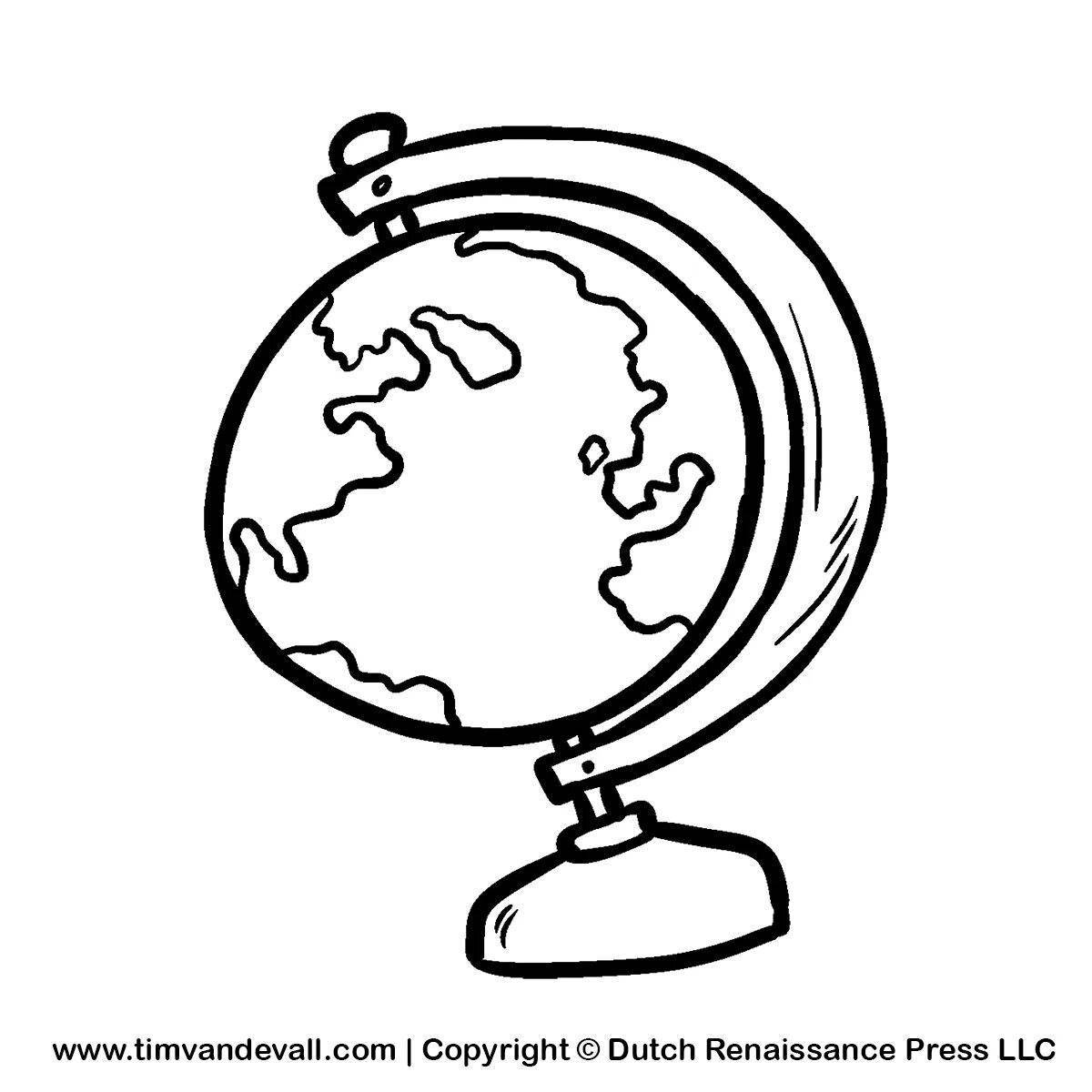 Colorful globe coloring template for kids
