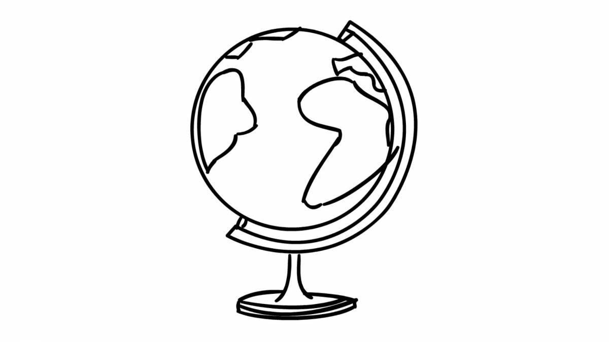 Attractive globe coloring template for kids