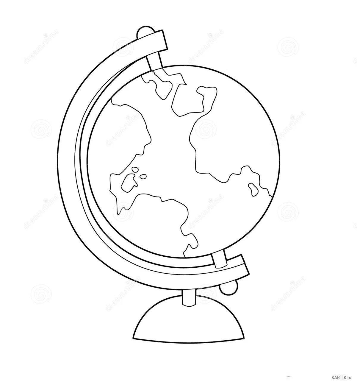 Creative globe coloring template for kids