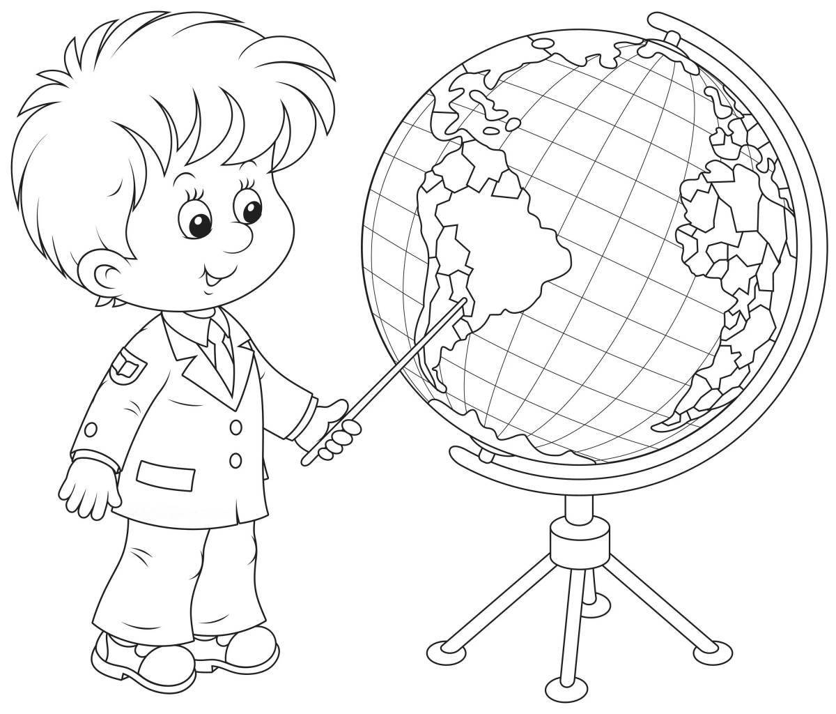 Colorful globe coloring template for kids