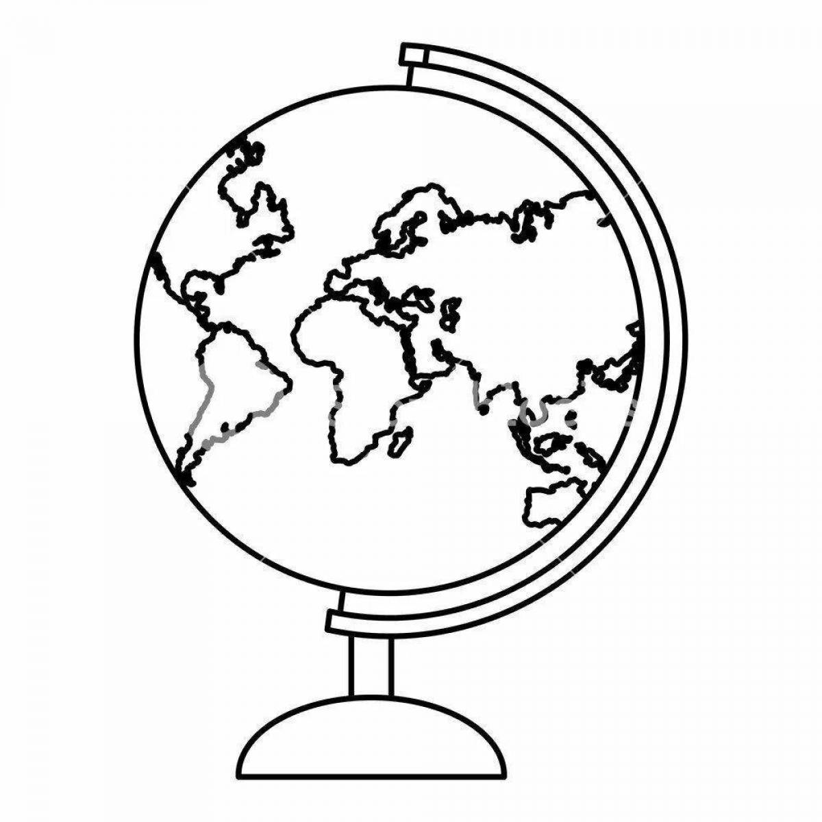 Attractive globe coloring page template for kids