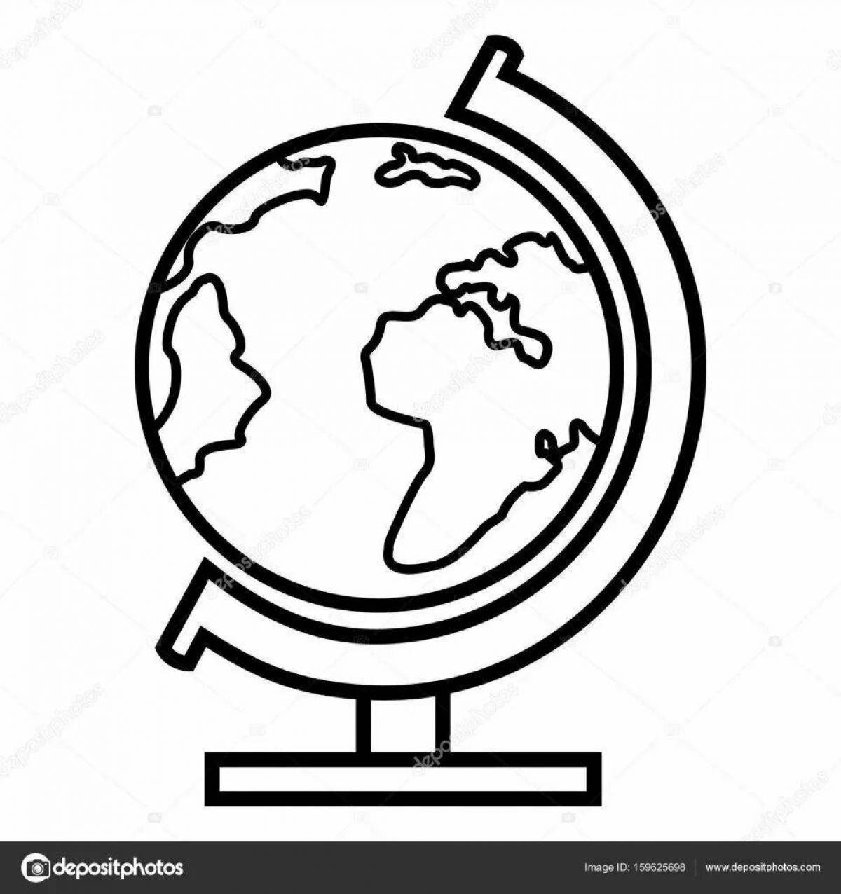 Colorful globe coloring for kids template