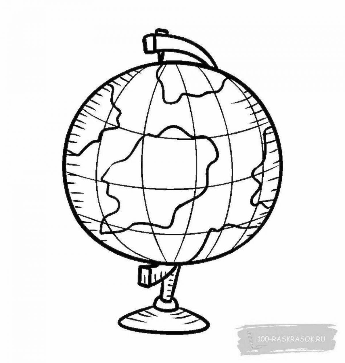 Fun globe coloring page for kids template