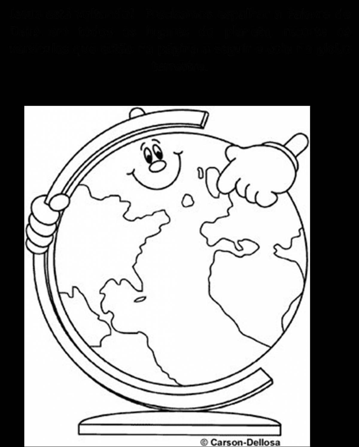 Attractive coloring of the globe for children's template