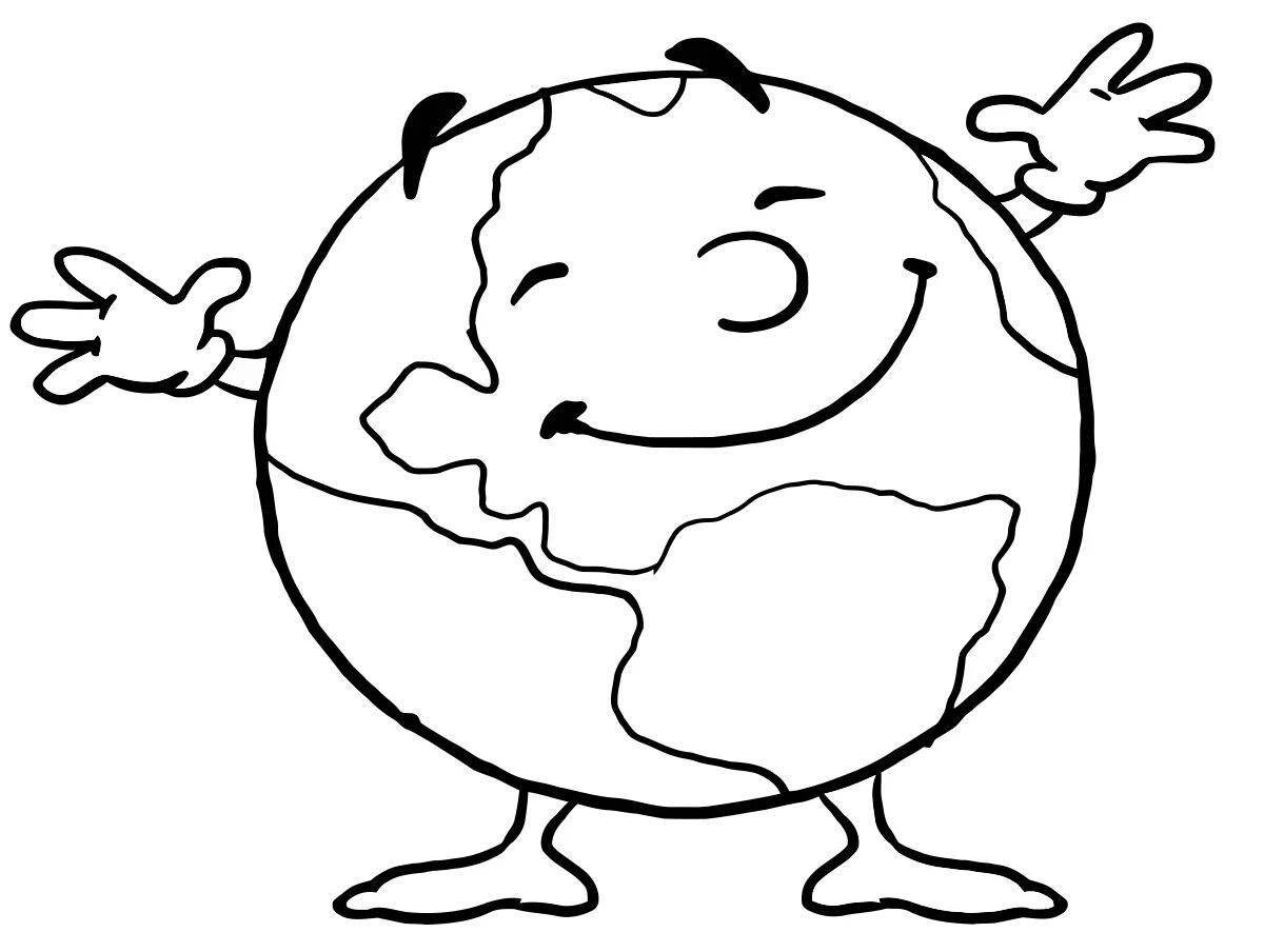 Creative globe coloring template for kids