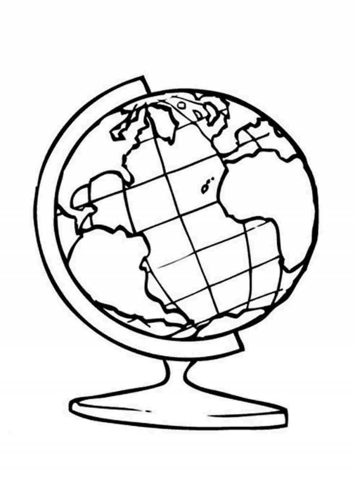 Bright globe coloring for kids template
