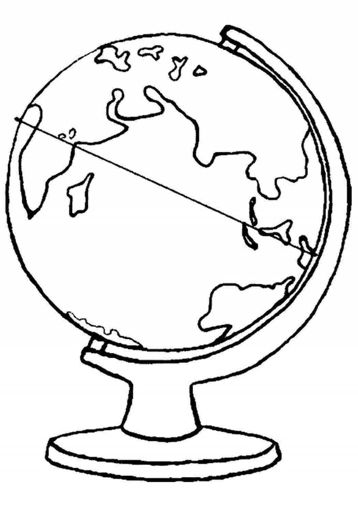 Vibrant globe coloring template for kids