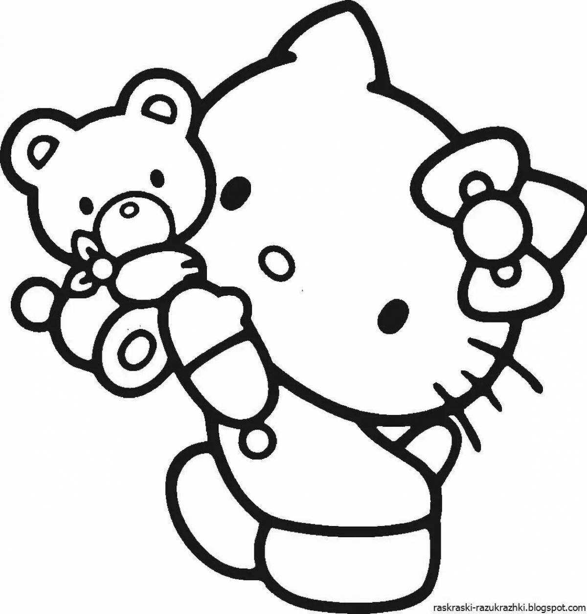 Coloring book fluffy teddy bear