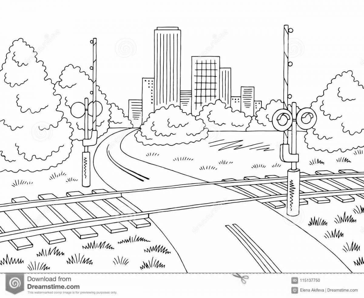 Coloring book shiny railroad safety signs