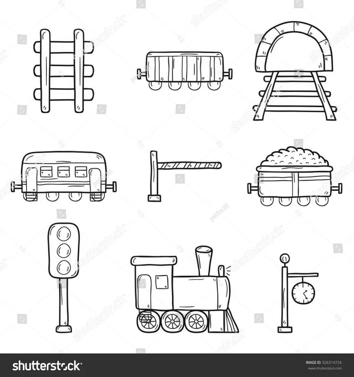 Coloring book shining railroad safety signs