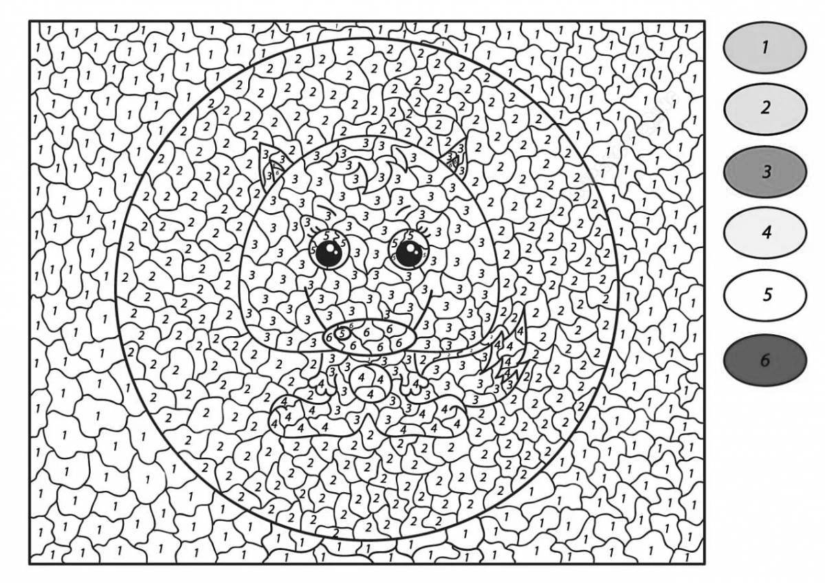 Fascinating coloring game by numbers in contact