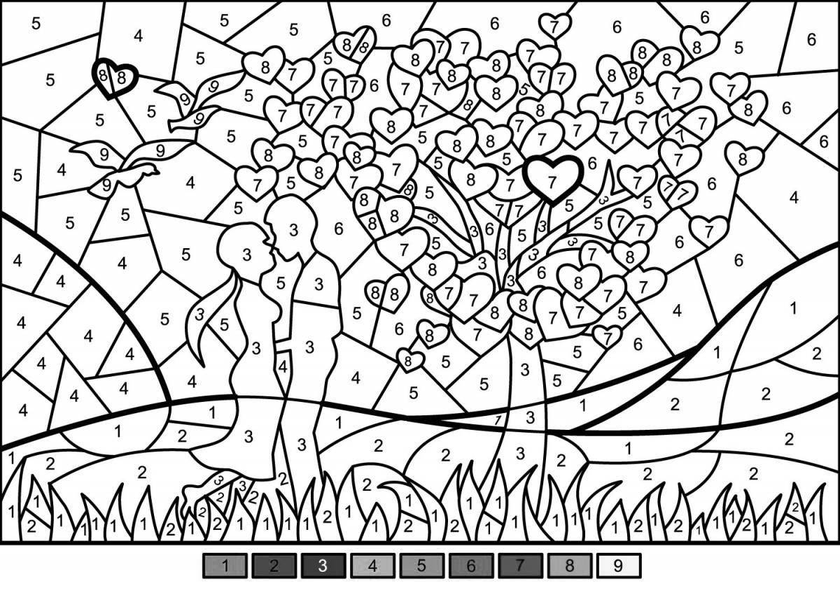 Relaxing coloring game by numbers in contact