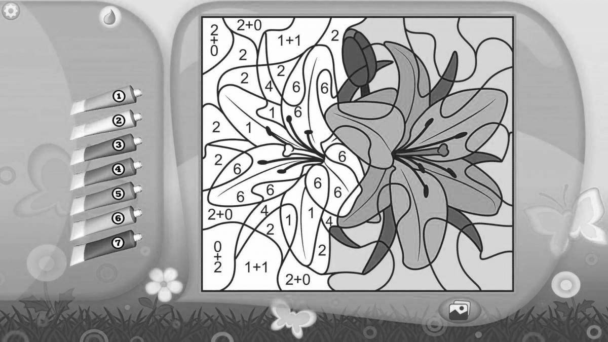 Stimulating coloring game by numbers in contact