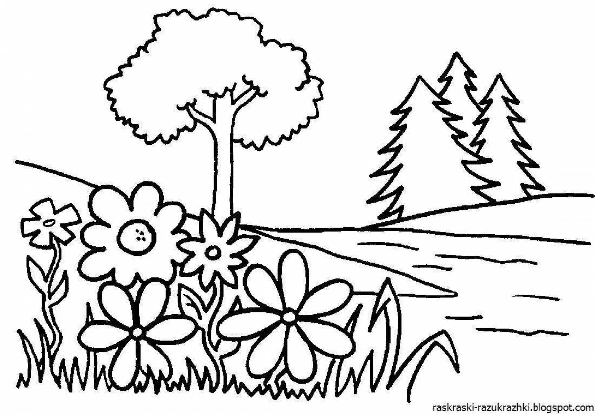 Adorable nature coloring book for 7 year olds