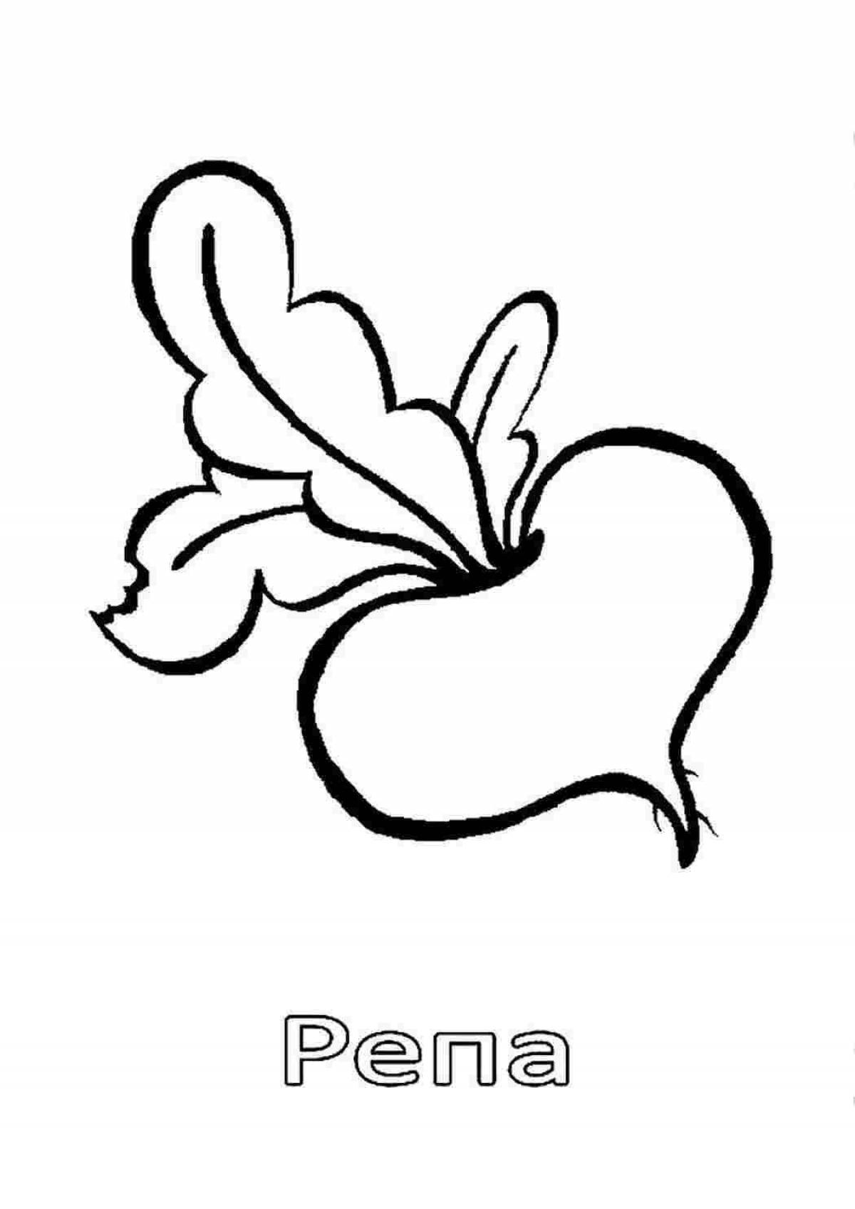 Photo Colorful turnip coloring book for kids