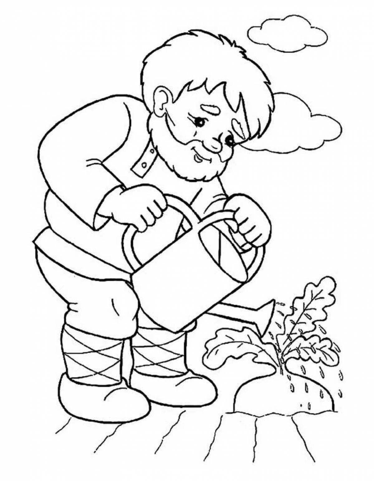 Photo Bright turnip coloring for kids