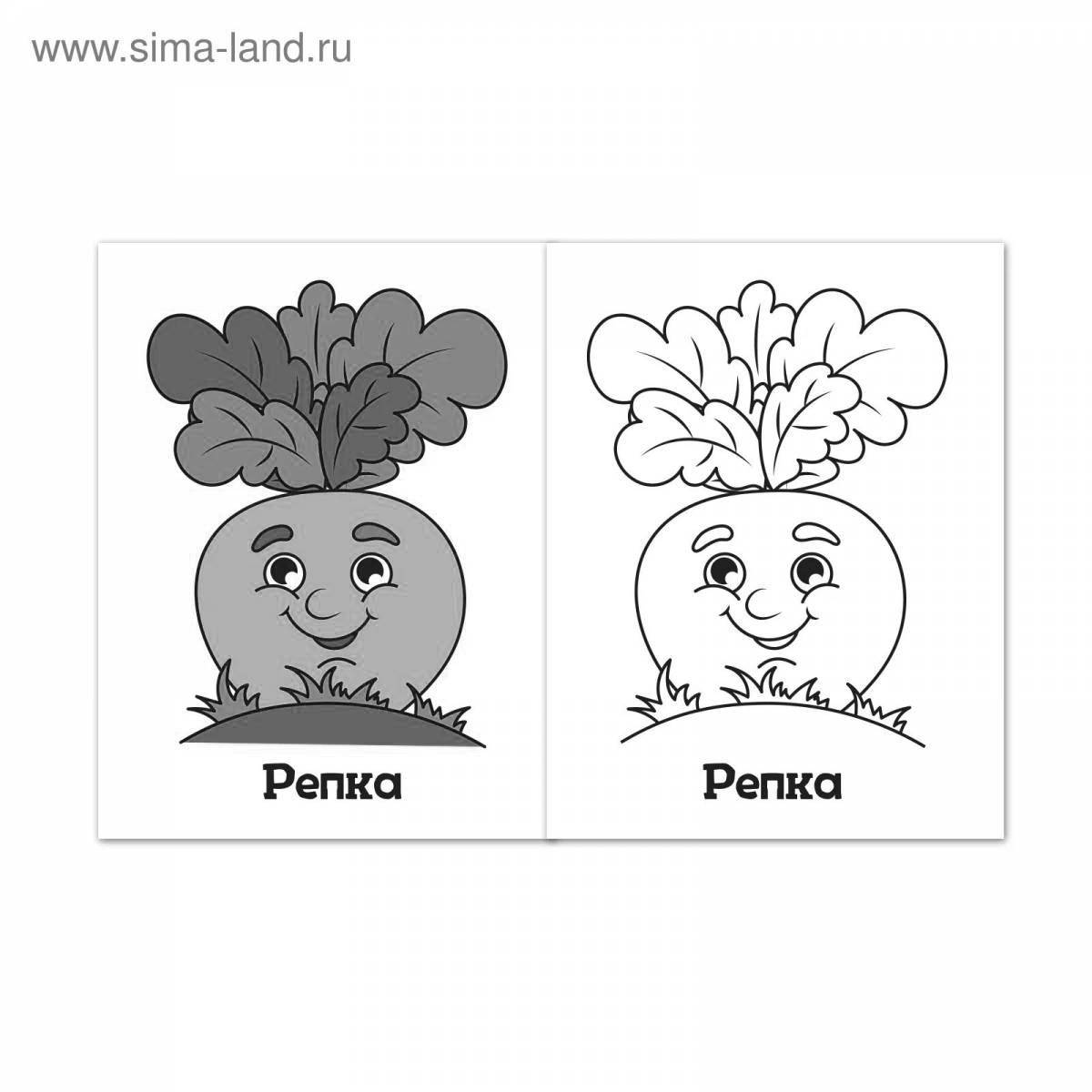 Photo Adorable turnip coloring book for kids