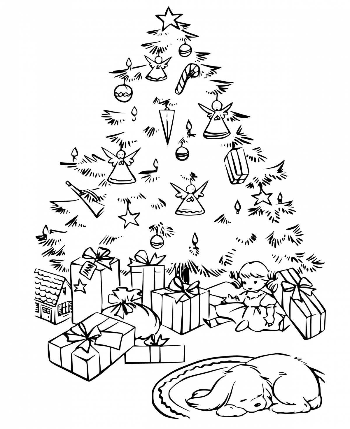 Изысканная новогодняя елка с подарками для детей