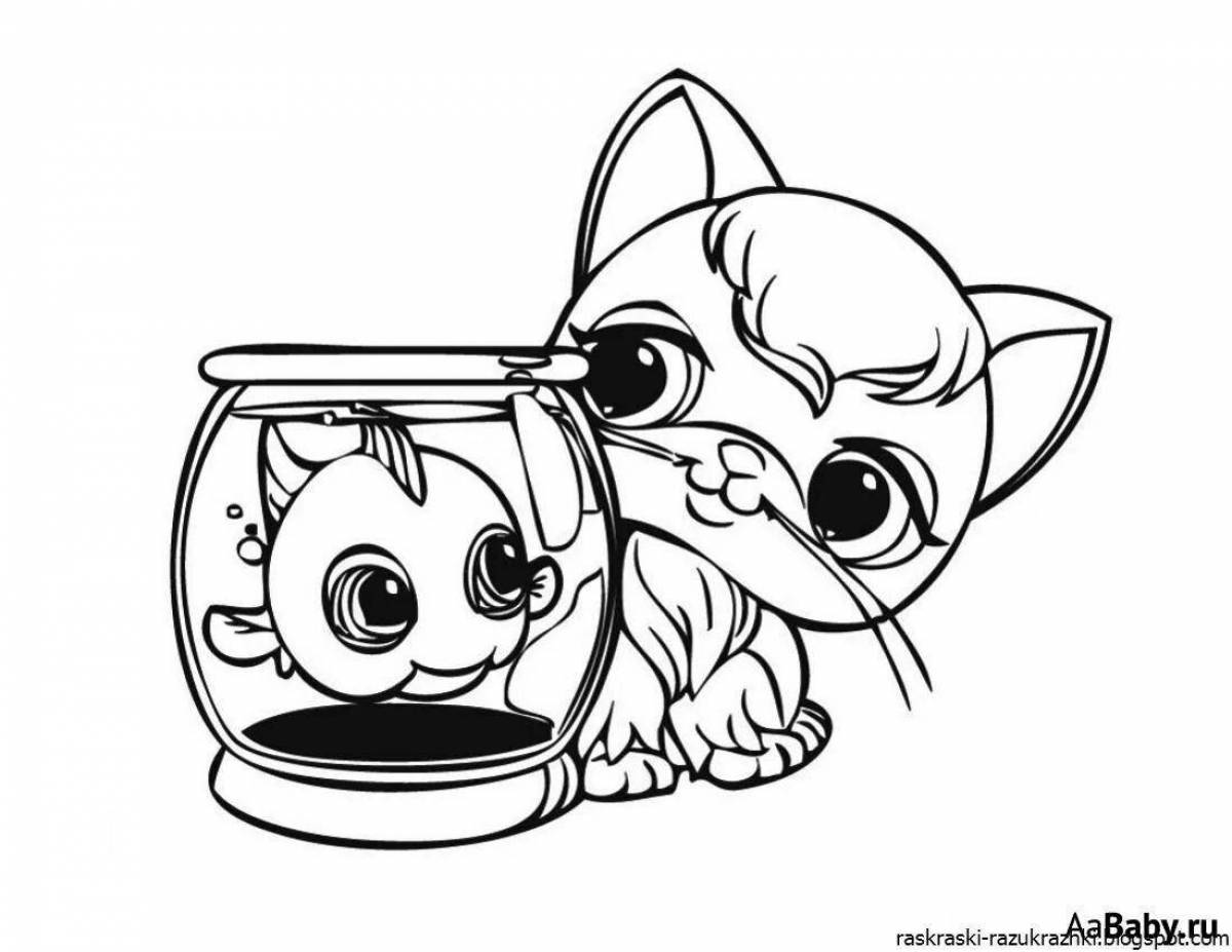 Fun coloring book for girls, cats and dogs