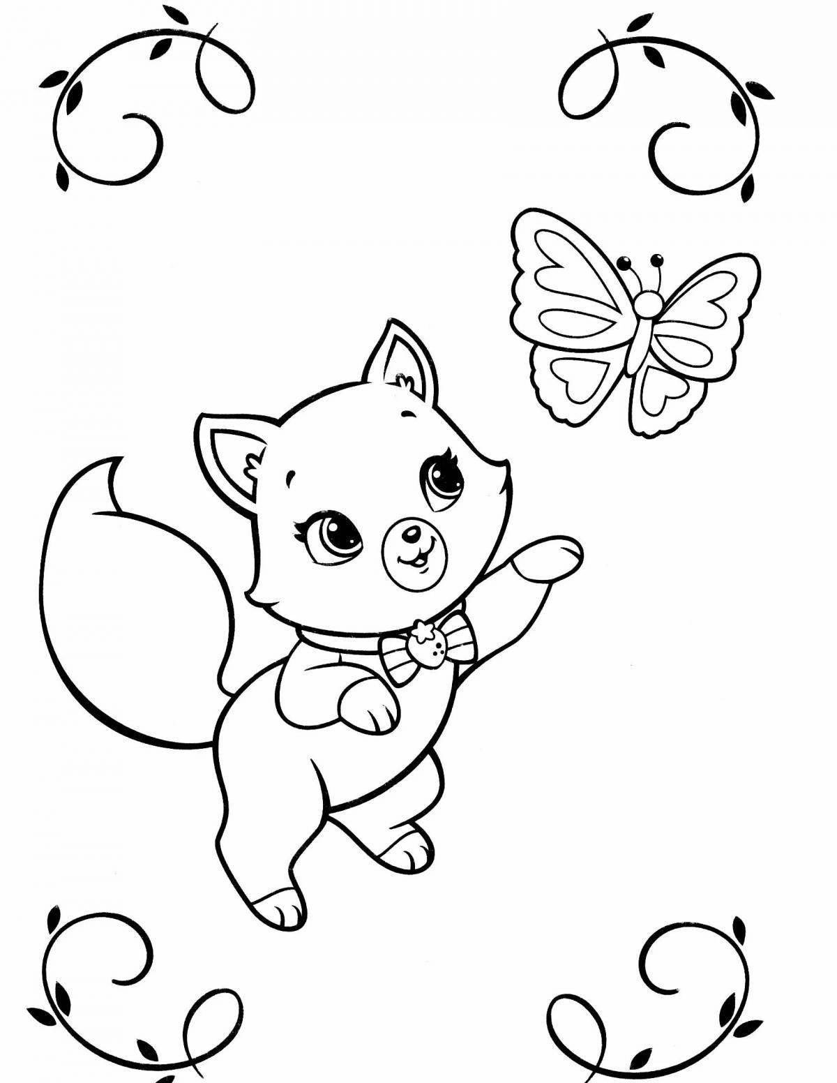 Fancy coloring for girls, cats and dogs