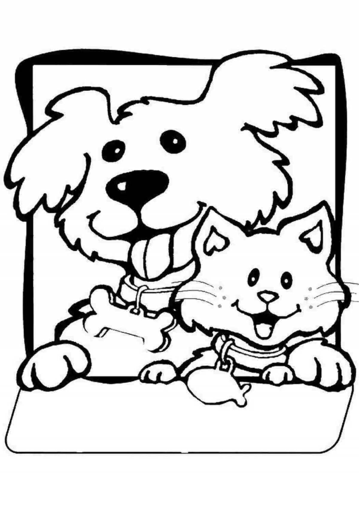 Fun coloring book for girls, cats and dogs