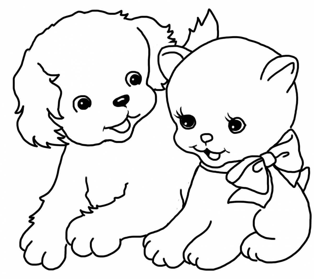 Radiant coloring book for girls, cats and dogs