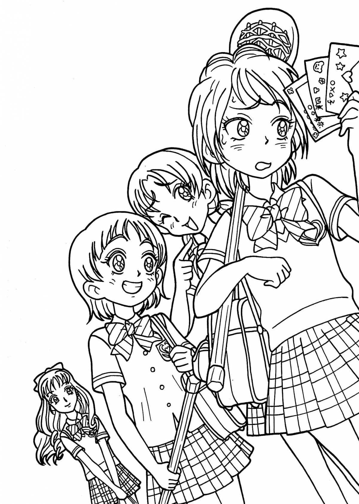 Invigorating anime coloring book for girls