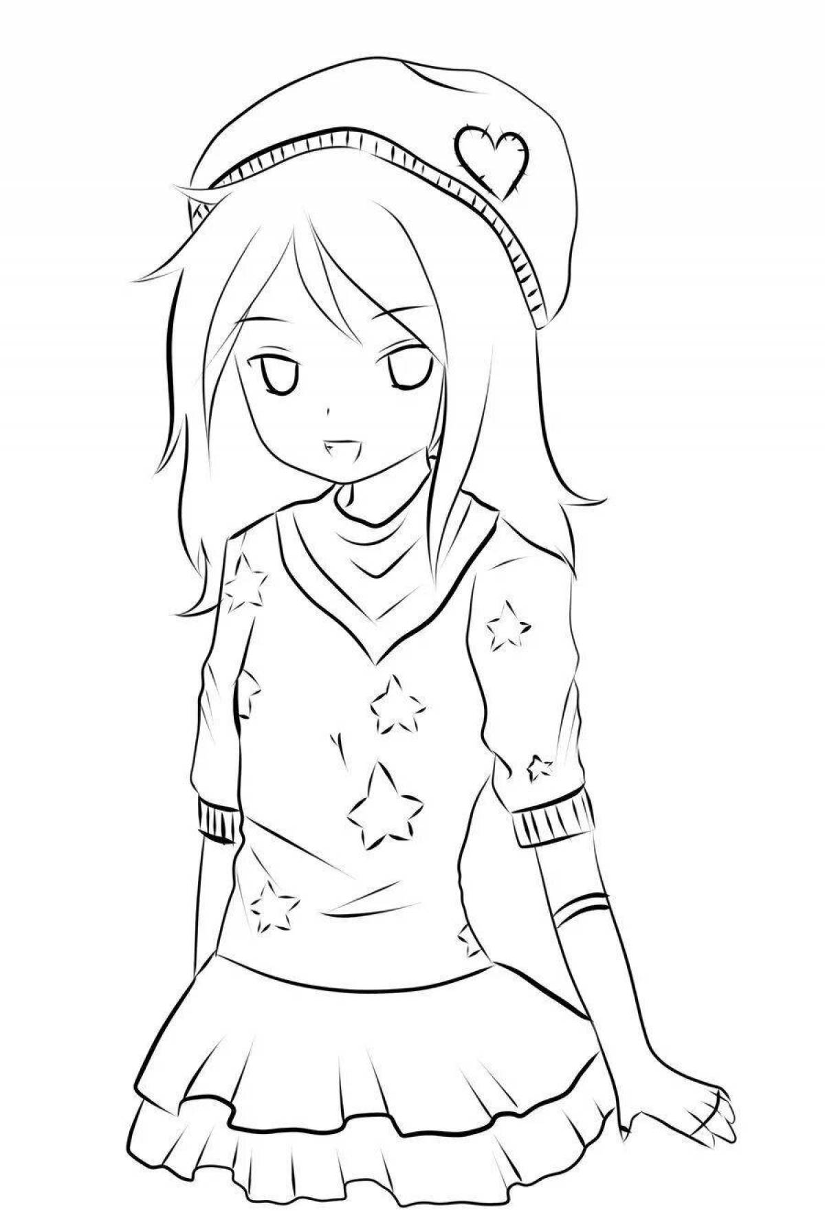 Bright anime coloring pages for girls