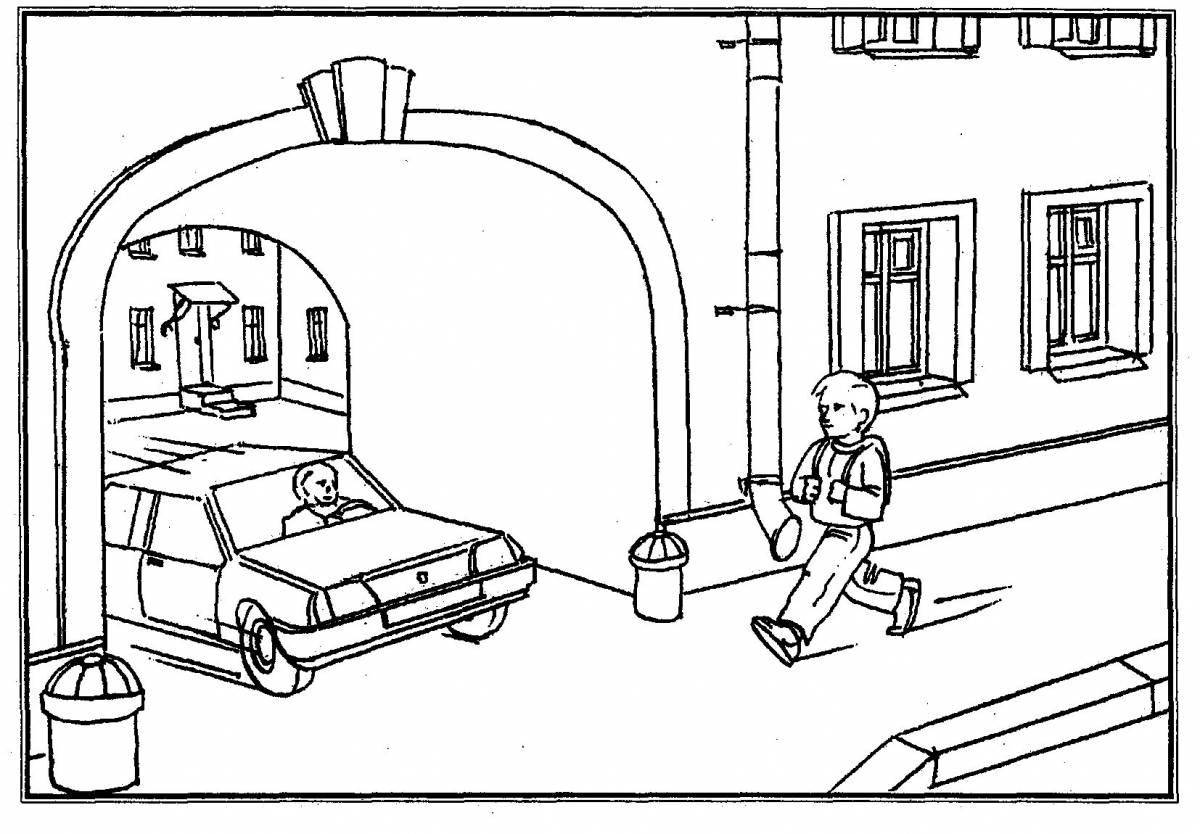 Awesome traffic safety coloring page