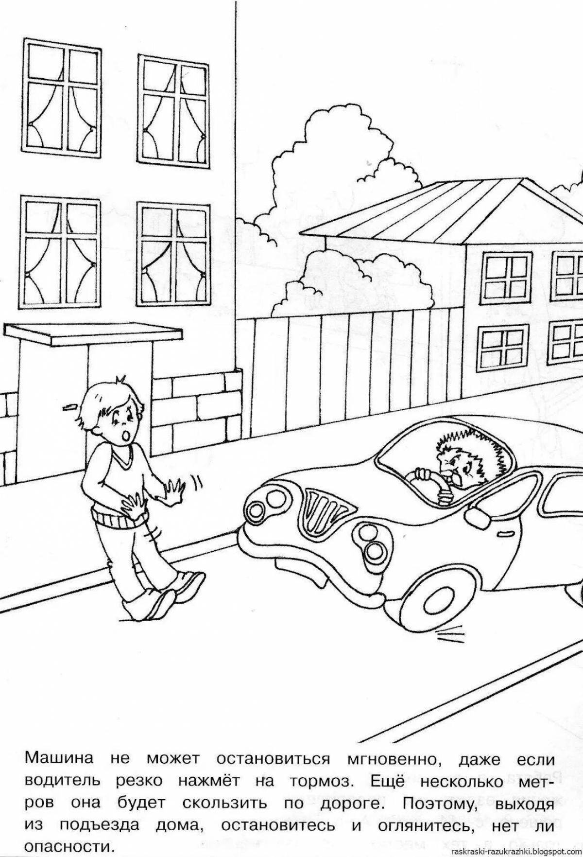 Superb road safety coloring page