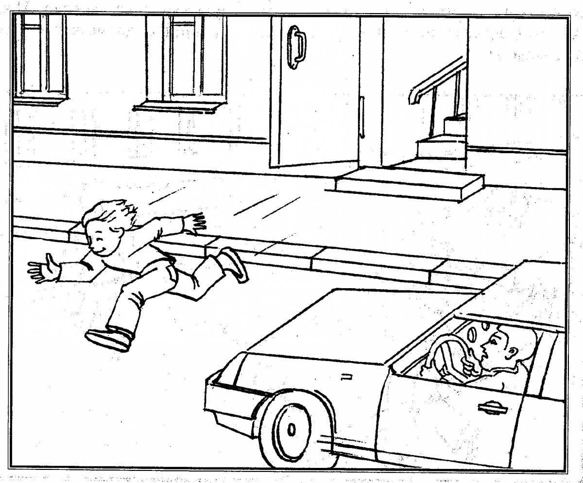 Unique traffic safety coloring page