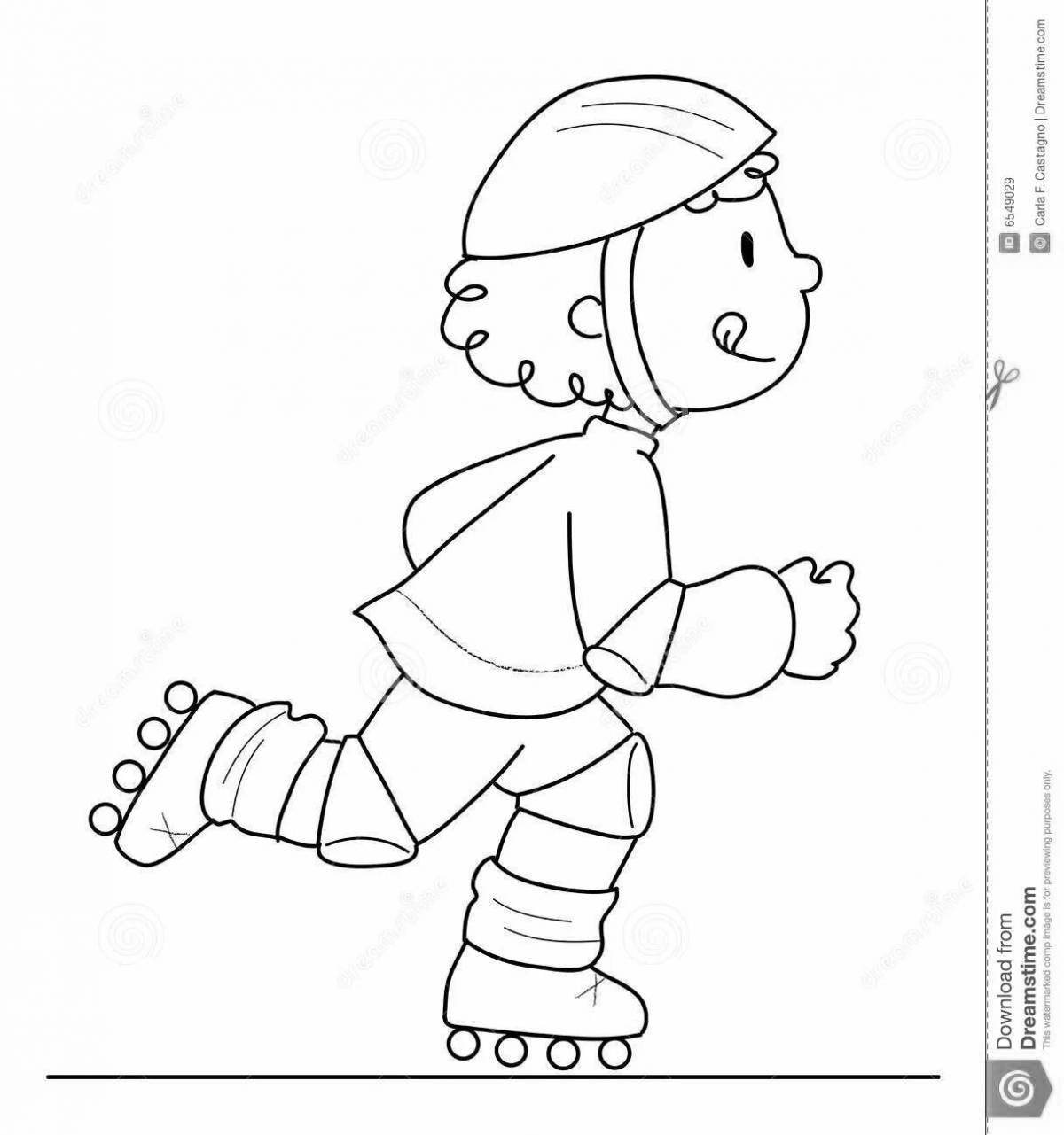 Энергичный мальчик, катающийся на коньках для детей