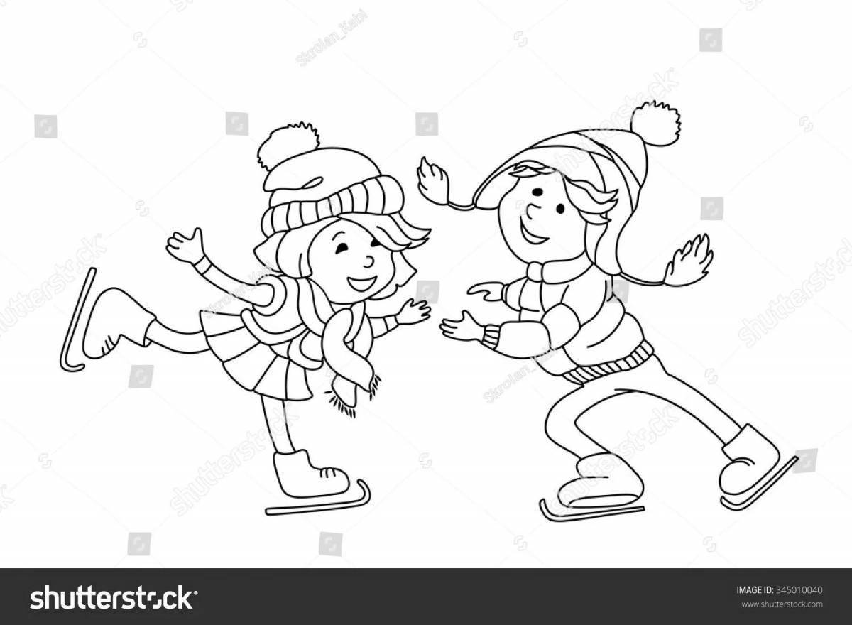 Дерзкий мальчик на коньках для детей
