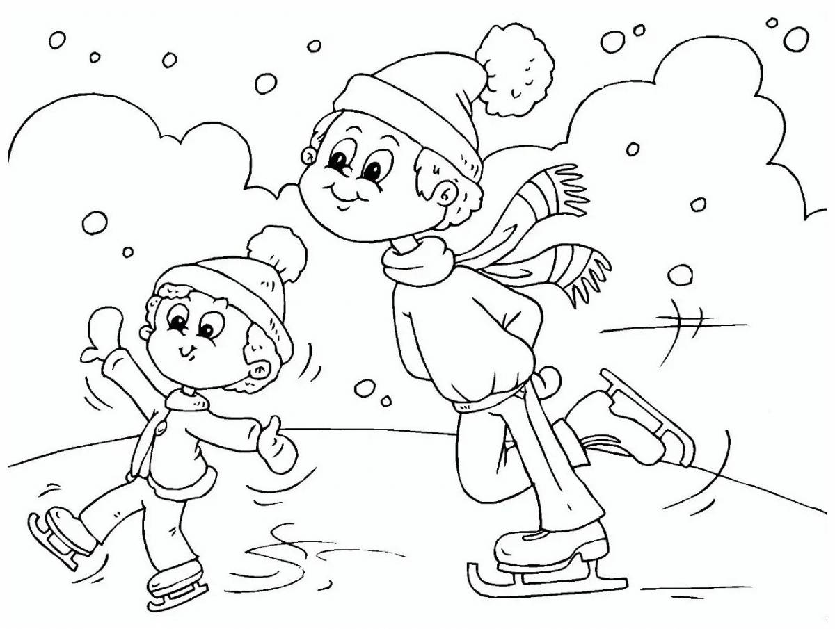 Изящный мальчик на коньках для детей