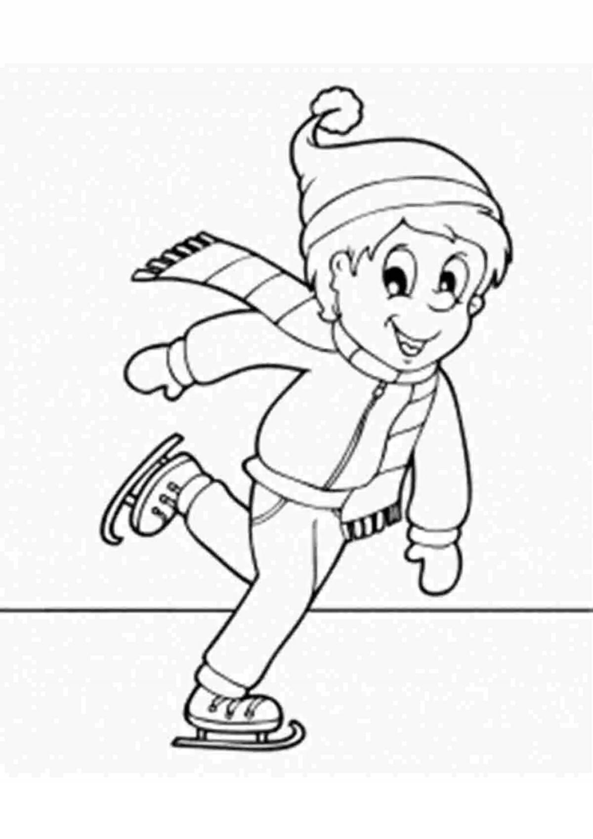Уравновешенный мальчик на коньках для детей