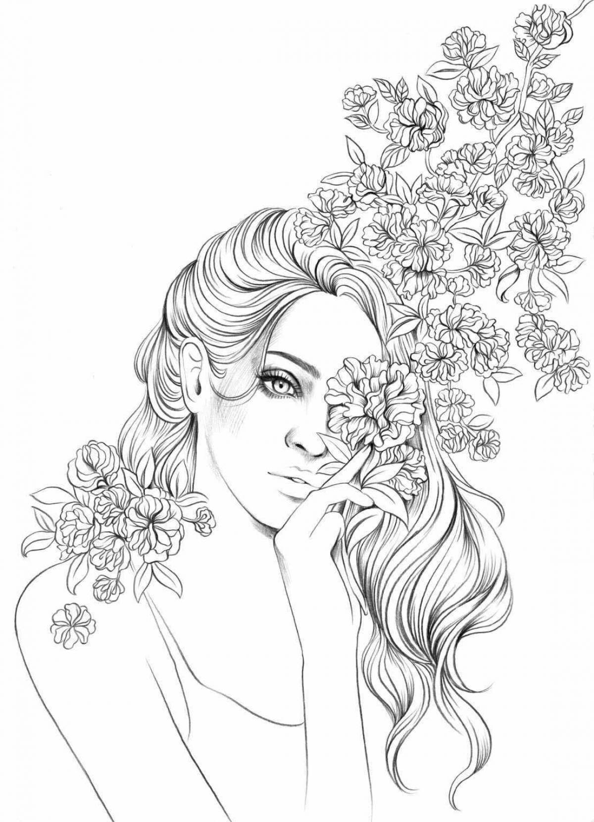 Amazing coloring pages beautiful girls