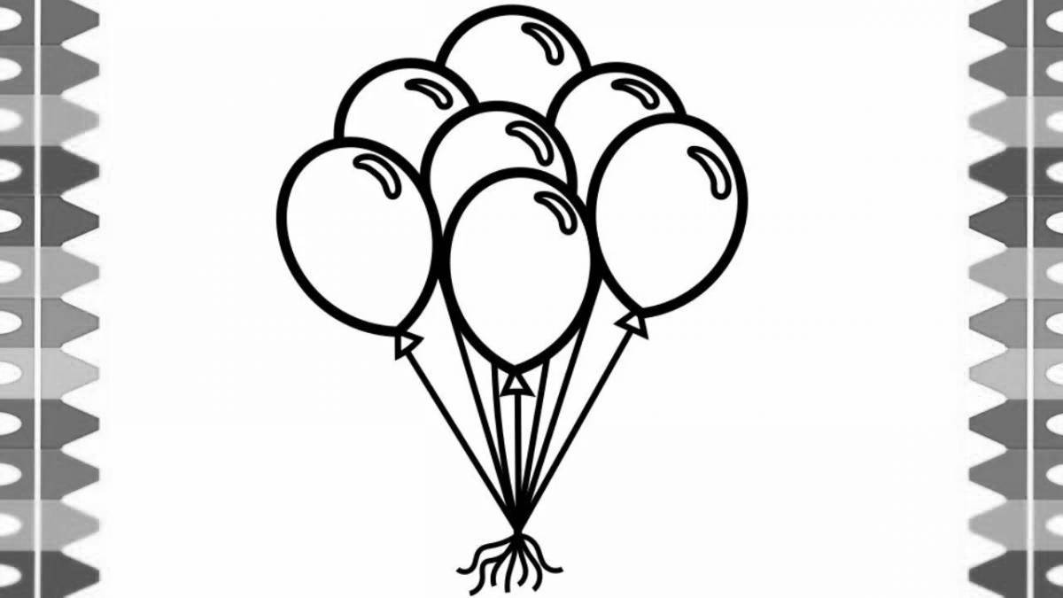 Анимированная страница раскраски с воздушными шарами