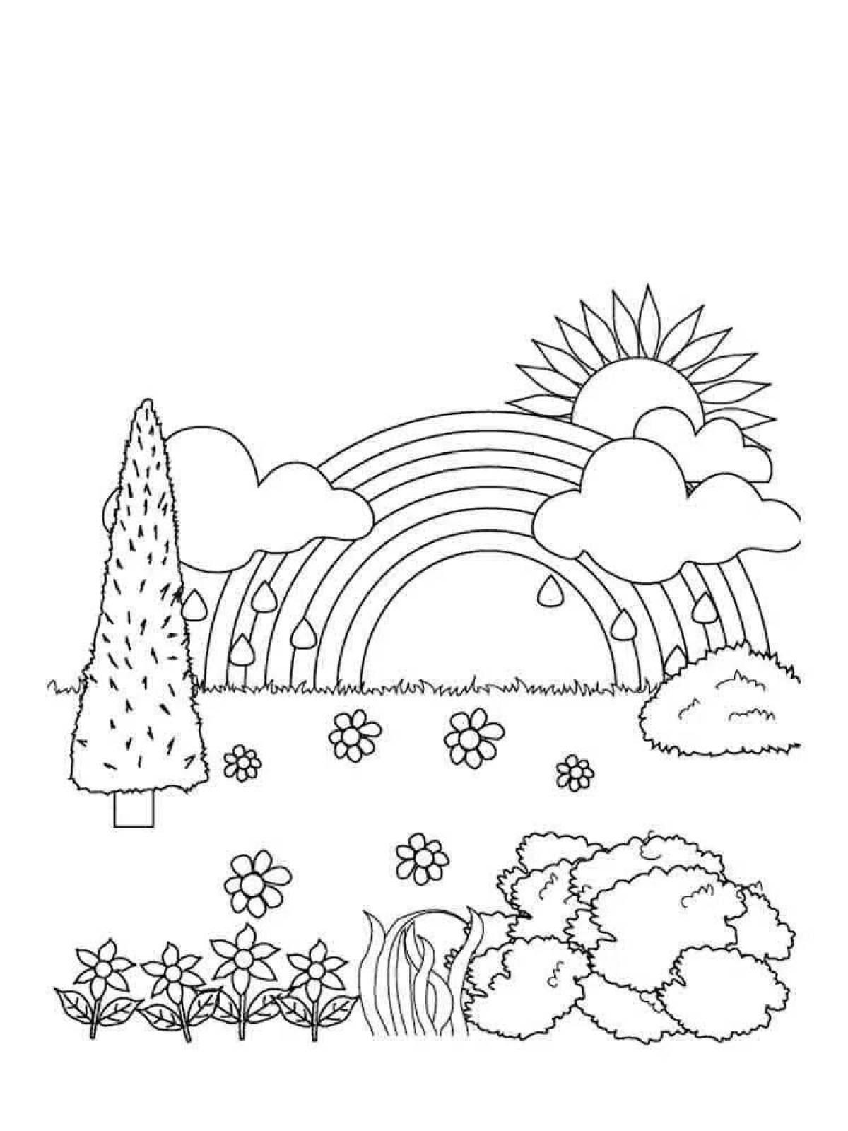 Bright nature coloring pages for kids