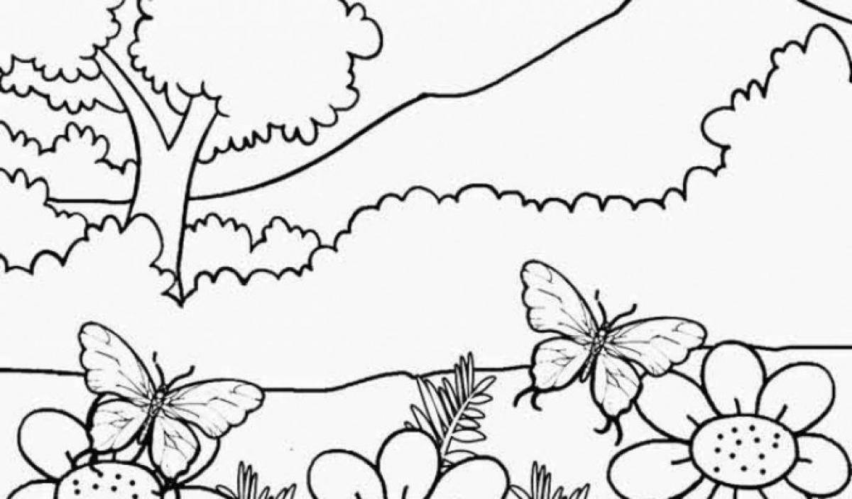Harmonious nature coloring pages for children