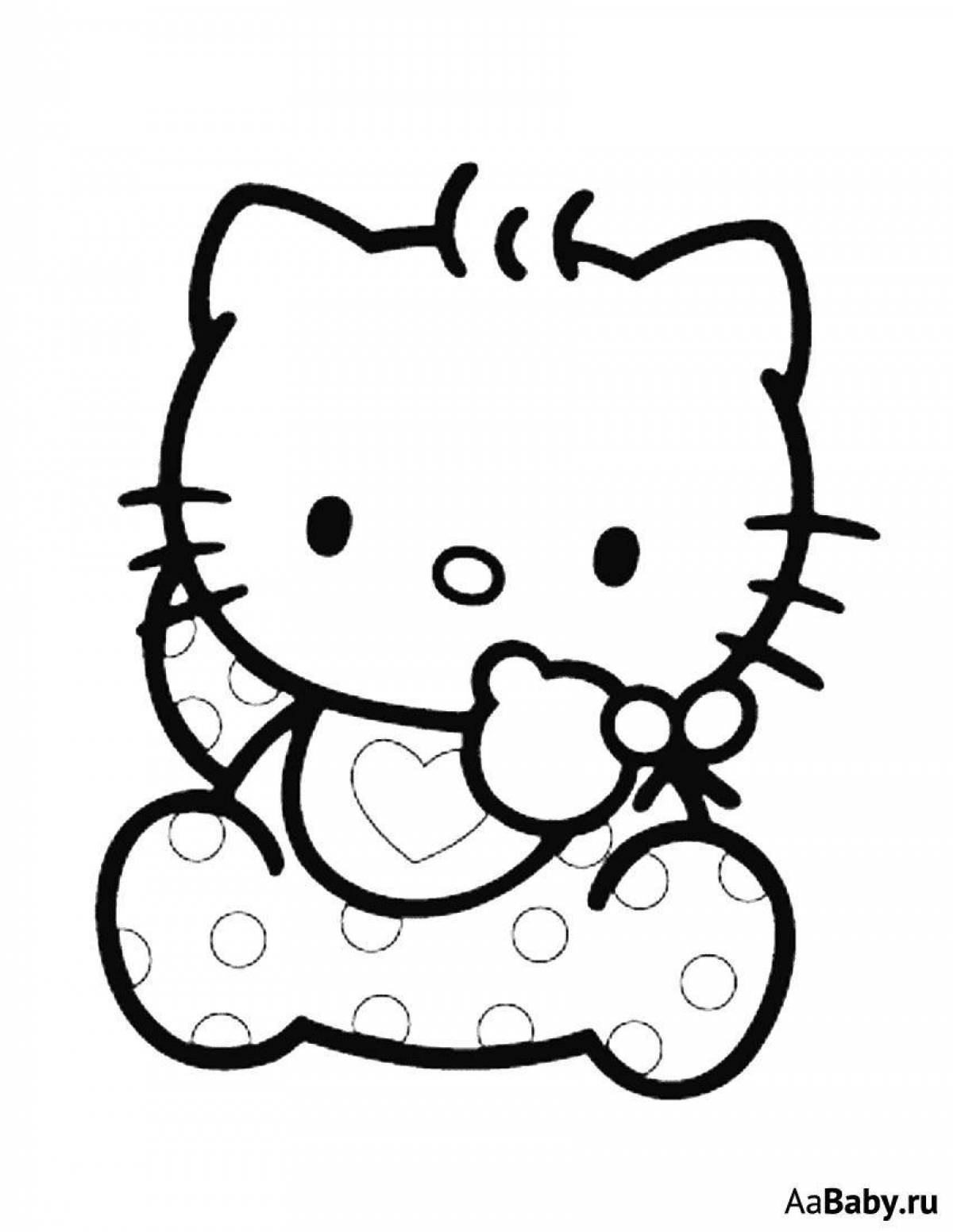 Joyful coloring hello kitty in black and white